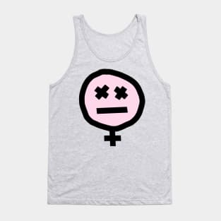Female Pink Not Happy Smiley Face Tank Top